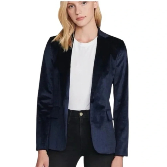 ABERCROMBIE & FITCH | Velvet Single-Breasted Navy Blazer Size 4 - Picture 1 of 10